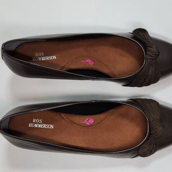 Ros Hommerson Tao Shoe Brown Leather Suede Bow Women's 8M Low 1.5" Heel Wedge - Picture 8 of 16